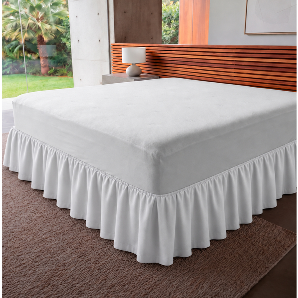 Saia Para Cama Box Universal Microfibra 100% Poliéster Tecido Premium Com Elástico Em Toda A Volta