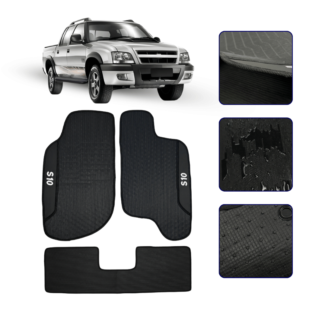 Jogo de Tapete Emborrachado Para S10 Cabine Dupla 1996 a 2011 Automotivo
