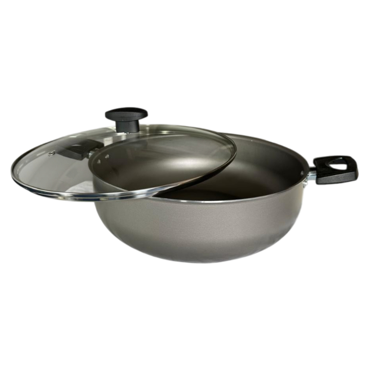 Panela Frigideira Wok 28cm Antiaderente Teflon com Tampa e Espatula