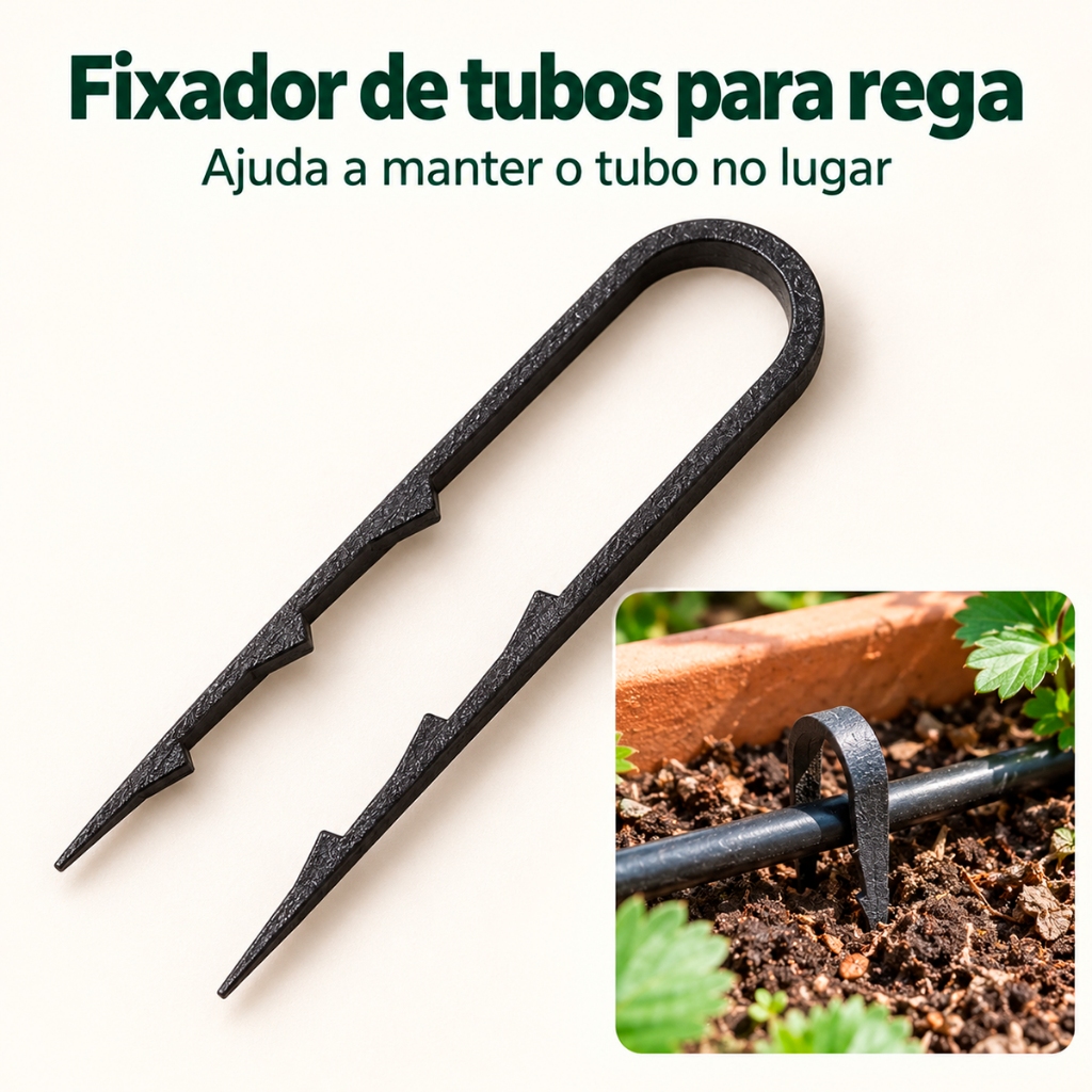 Fixador de Tubo para Irrigação Grampo para Mangueira em PLA Rega em Vasos Hortas Jardins e Canteiros