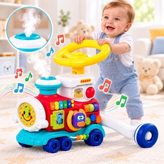 Andador De Bebê Infantil Empurrador Trenzinho Educativo Com Atividades Musical E Solta Fumaça