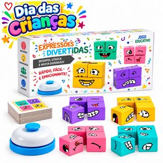 Jogo Cubo Das Emoções Com Sino Campanhia Faces Brinquedo Educativo Quebra Cabeça Cara Careta