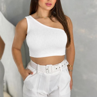 Cropped Top Nula Manga Um Ombro Só