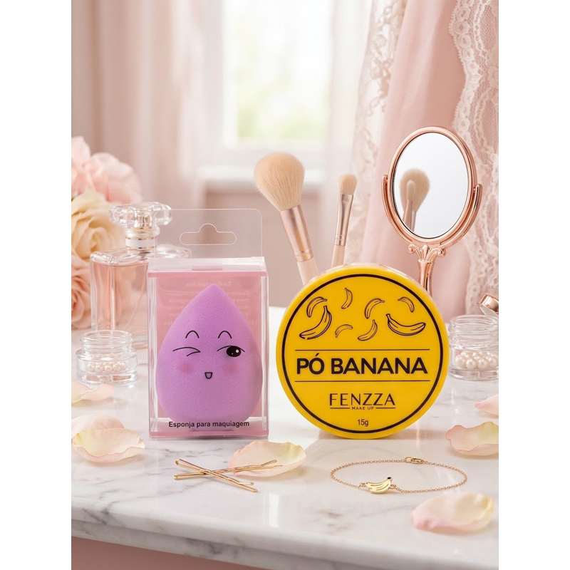 Pó Banana Fenzza + esponjinha .. kit maquiagem !