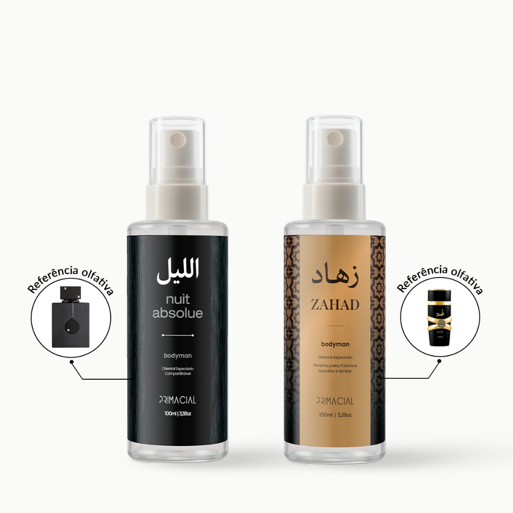 KIT 2 BODY SPLASH MASCULINO ZAHAD + NUIT ABSOLUE CÍTRICO AMADEIRADO ESPECIADO