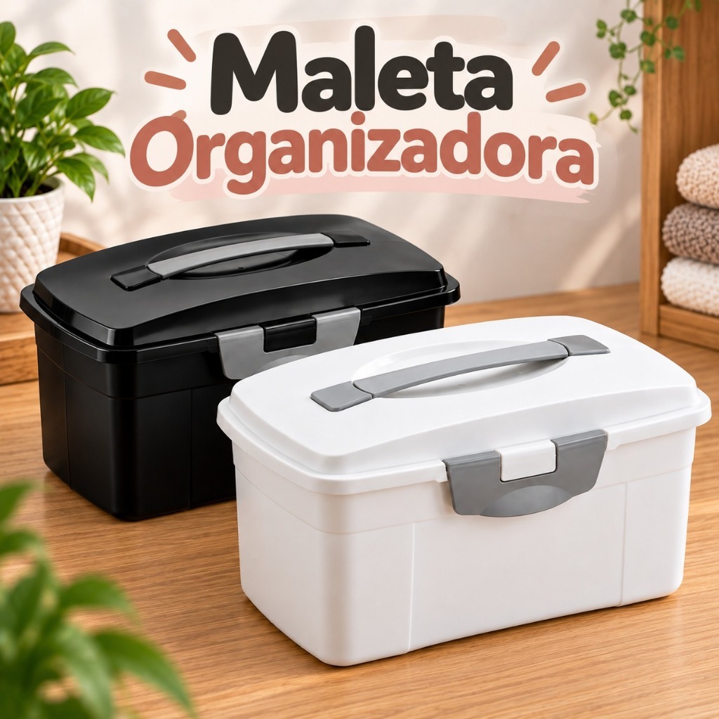 Maleta Organizadora Multiuso Com Tampa Alça E Trava 29,5cm