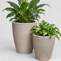Kit 2 Vasos para Plantas Decorativo Coluna Bojo Escovado N1, N2