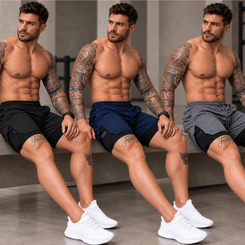 kit Bermuda 2 em 1 Shorts Para Academia Masculino kit Bermuda Compressão Dry Esportiva com Elastano Perfeita Para Treino