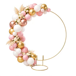 Mini Arco De Mesa Redondo Dourado 50cm Suporte Decorativo Para Aniversário e Festas