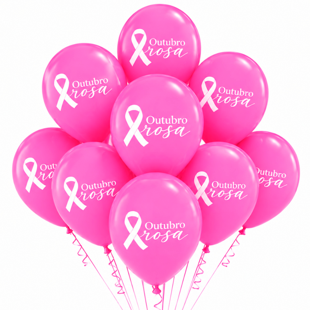 Bexiga Balão Campanha Outubro Rosa Decoração 25 Unidades