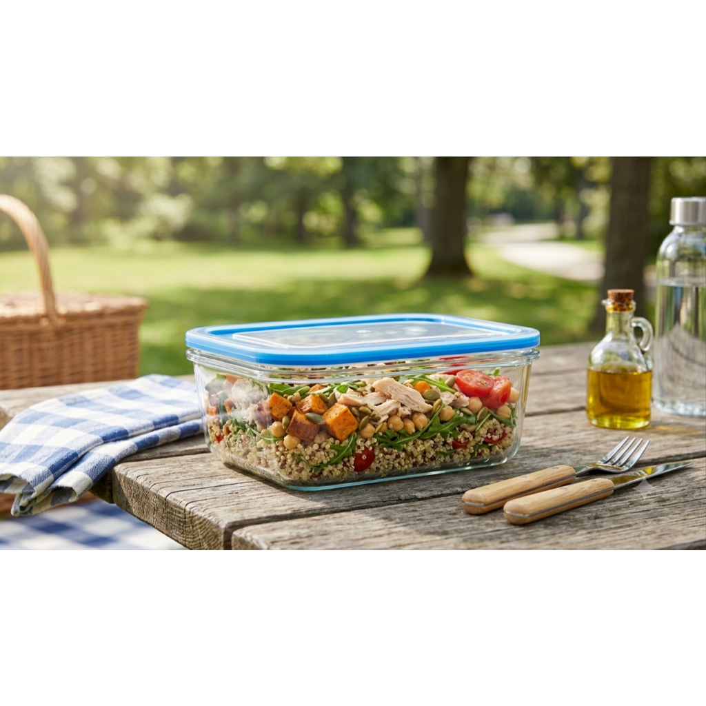 Pote Hermetico Retangular Vidro Transparente 640ml Tampa Silicone Resistente Organizador Cozinha