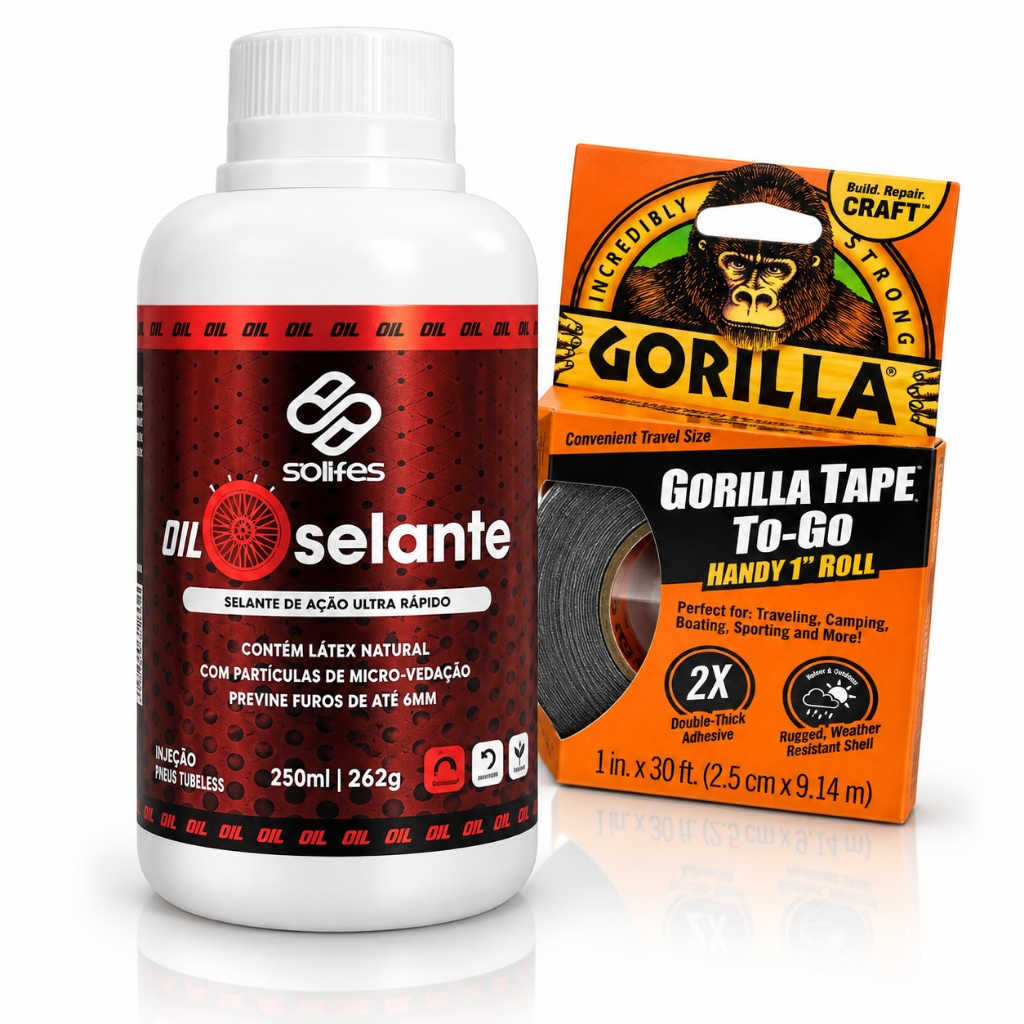 KIT TUBELESS SOLIFES SELANTE 250ML + FITA GORILLA TAPE 25MM X 9,14M BIKE