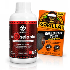 KIT TUBELESS SOLIFES SELANTE 250ML + FITA GORILLA TAPE 25MM X 9,14M BIKE
