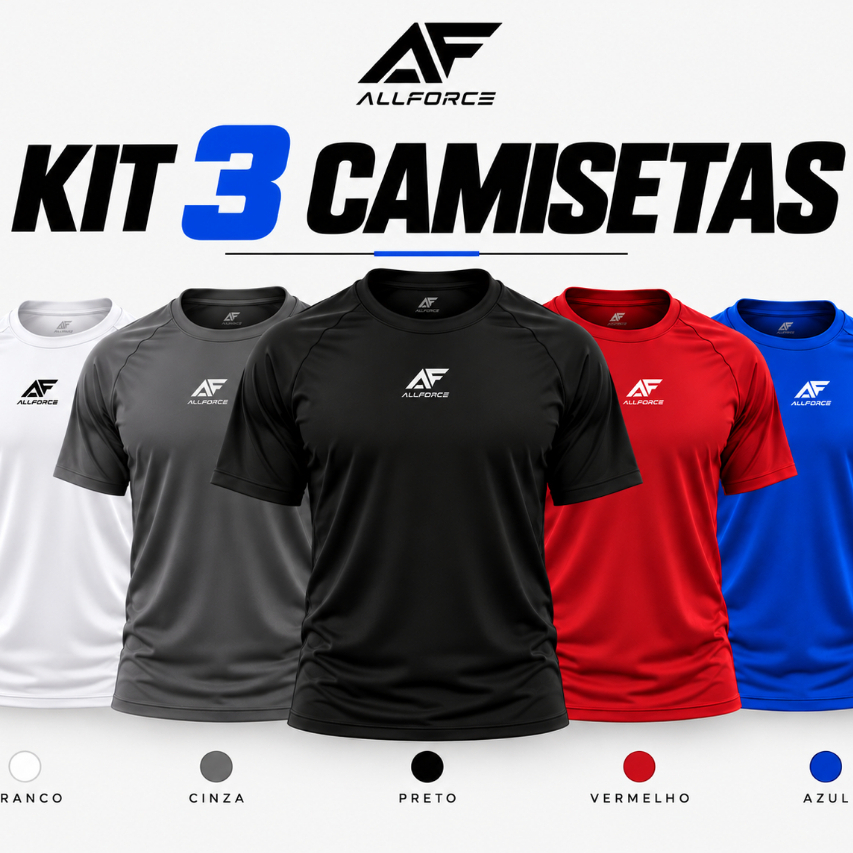 Kit 3 Camisetas Dry Fit Masculina / Academia Corrida Treino Fitness Esporte Musculação Confortável
