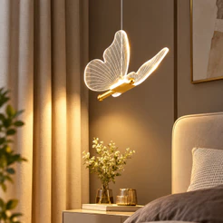 Luminária Pendente LED Decorativo Moderno, 3 Cores de Luz e Altura Ajustável, Quarto, Sala, Cabeceira e Sala de Jantar