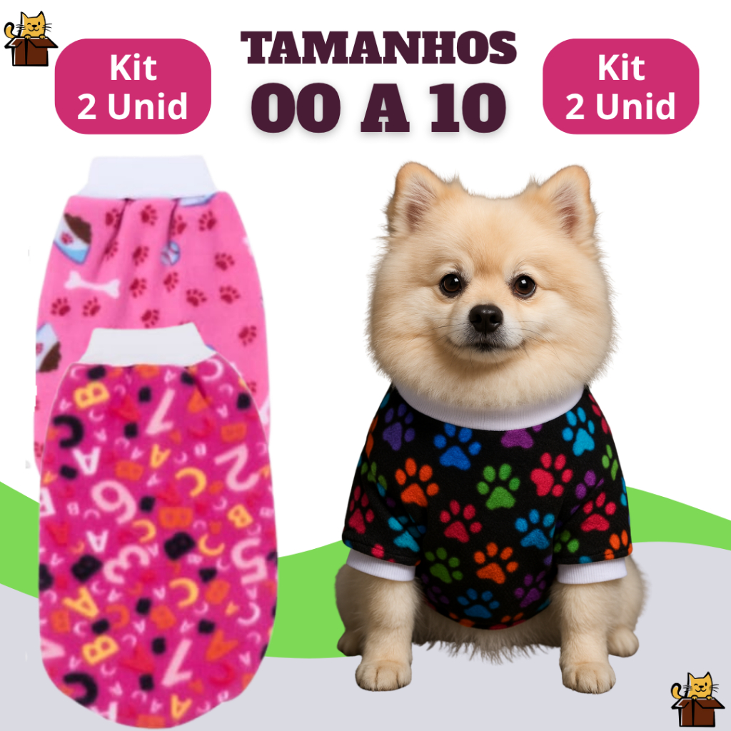 Kit 2 Unidades Roupinha Soft Inverno Para Cachorro do tamanho 00 ao 10 Pequeno, Médio e Grande Porte
