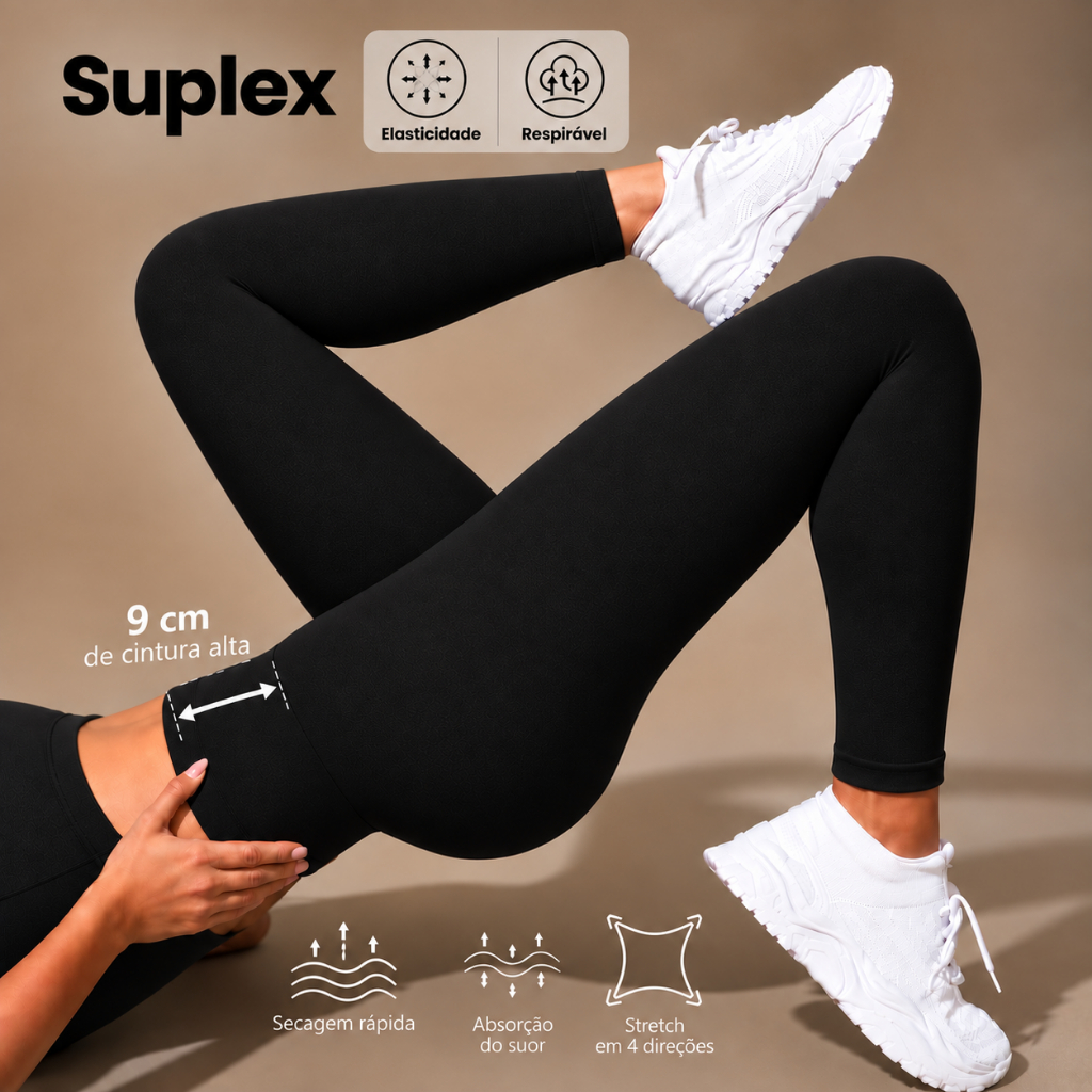 Calça Legging Academia Leg Fitness Suplex Cintura Alta Feminina Modeladora Zero Transparência Treino Corrida Yoga