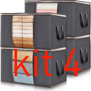 KIT 4 Peças Sacos de Armazenamento | Organizador de Guarda-Roupa Roupas Viagem Anti Poeira Umidade Dobrável Multiuso