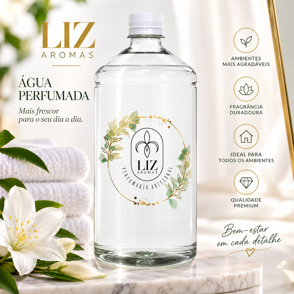 Refil Agua Perfumada 1L Spray para roupas e tecidos Cheirinho para loja Liz Aromas, p