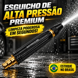 Esguicho De Alta Pressão Para Mangueira Metal Reforçado Lavar Carro Calçada Muro Limpeza Pesada Jato Forte Premium