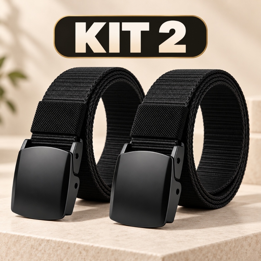 Cinto Masculino 120cm Nylon Ajustável, Fivela Plástica Leve, Uso Diário, Trabalho e Casual