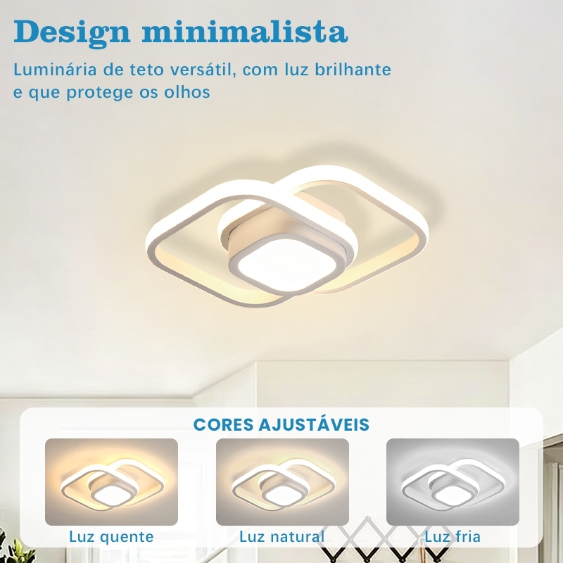 Luminária Moderna De Teto a Plafon Led 3/1 Lustre Para Quarto, Sala, Escritorio, Corredor, Cozinha.