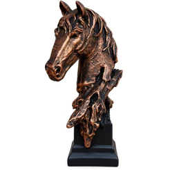 Escultura Cabeça de Cavalo Decorativa caveira – Estátua Rústica Bronze Enfeite para Sala Escritório Decoração Countr