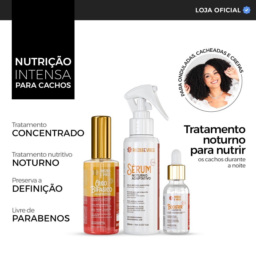 Kit Raízes e Vibes para Cabelos Ondulados, Cacheados e Crespos - Nutrição, Definição e Cuidados Capilares