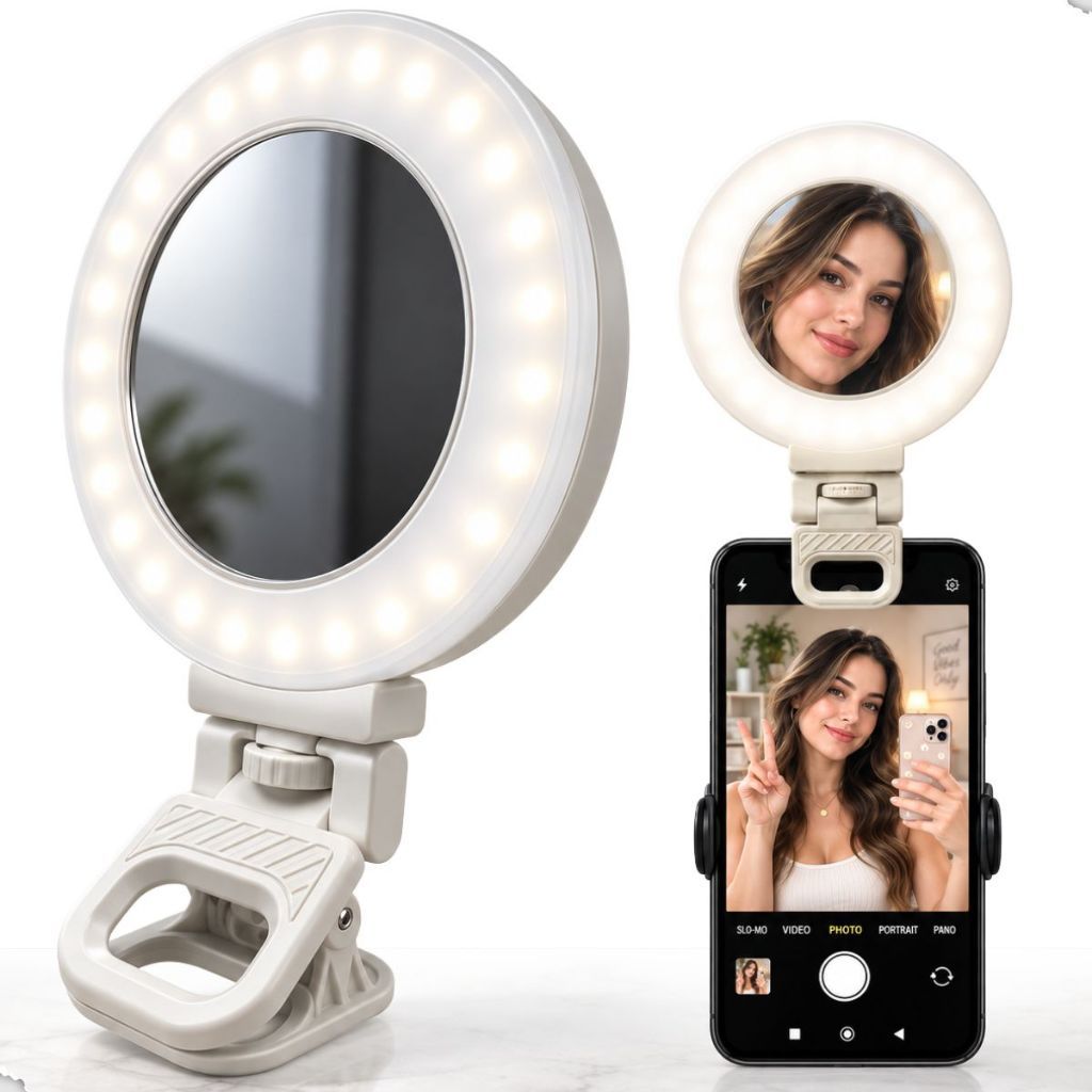 Ring Light para Celular Recarregável LED 3 Tons Luz para Selfie Fotos Vídeos Lives Maquiagem