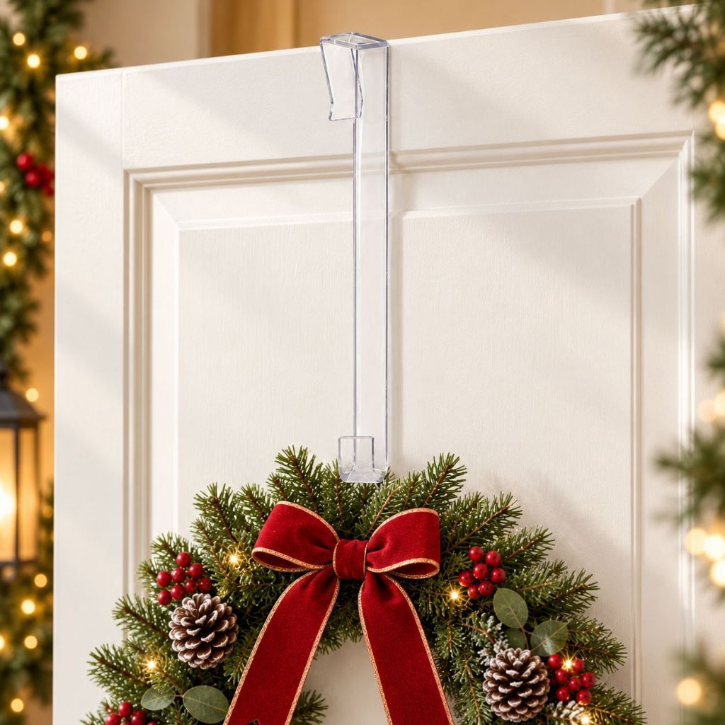 Gancho Suporte para Guirlanda de Natal - Transparente - 1 unidade - Cromus | para Pendurar Porta Decoração Natalina