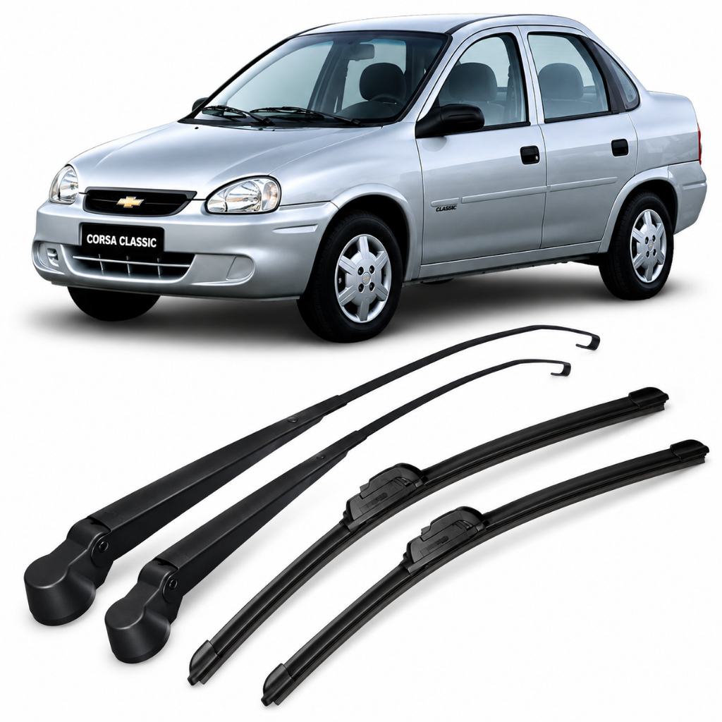 Par Braço Limpador Corsa Classic 03 05 08 10 13 C/ Palheta