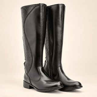 Bota Feminina Montaria Cano Alto Zíper Lateral Confortável Casual Social Elegante Trabalho Passeio Dia a Dia
