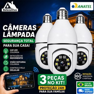 Câmera Segurança WIFI Sem Fio IP Bivolt Prova D'água Infravermelho 360 Full HD Visão Noturna 8177