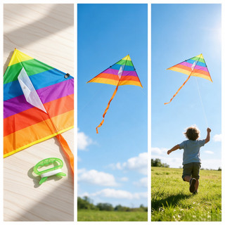 Pipa Delta Arco-Íris 65cm Fácil De Empinar Para Crianças E Adultos Brinquedo Ao Ar Livre Para Parque E Praia