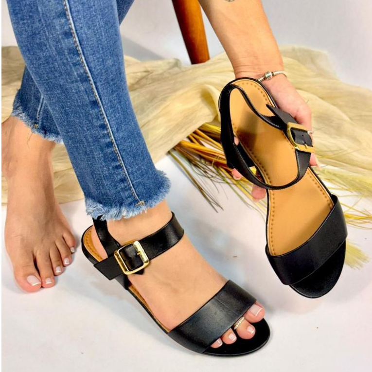 Sandália Rasteira feminina Elegante e Confortavel fivela