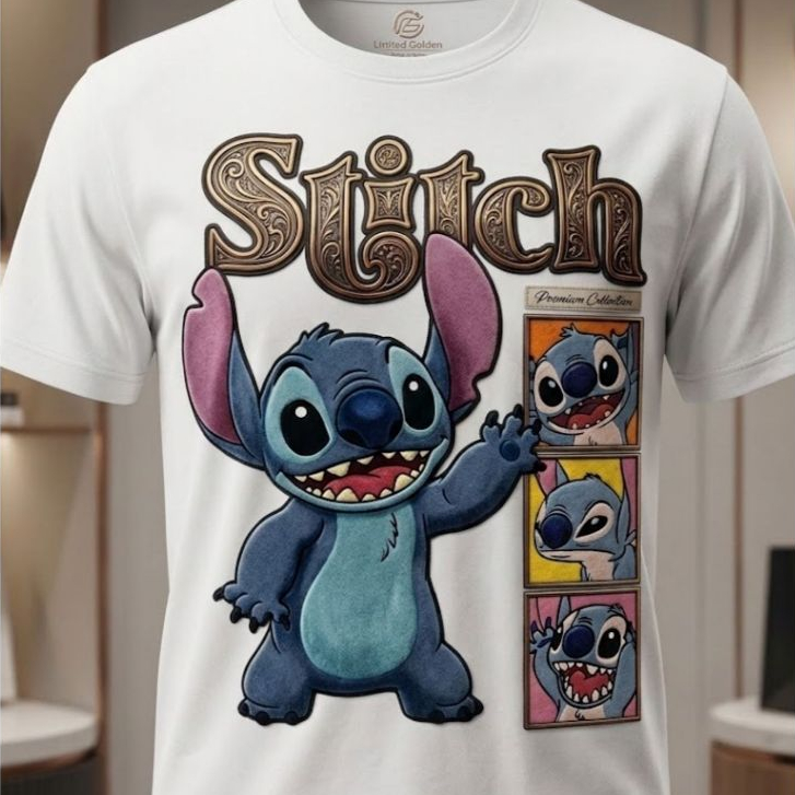 Camiseta Stitch Feminina Estampada Personagem Lilo & Stitch Algodão Casual Confortável Estilo Fofo