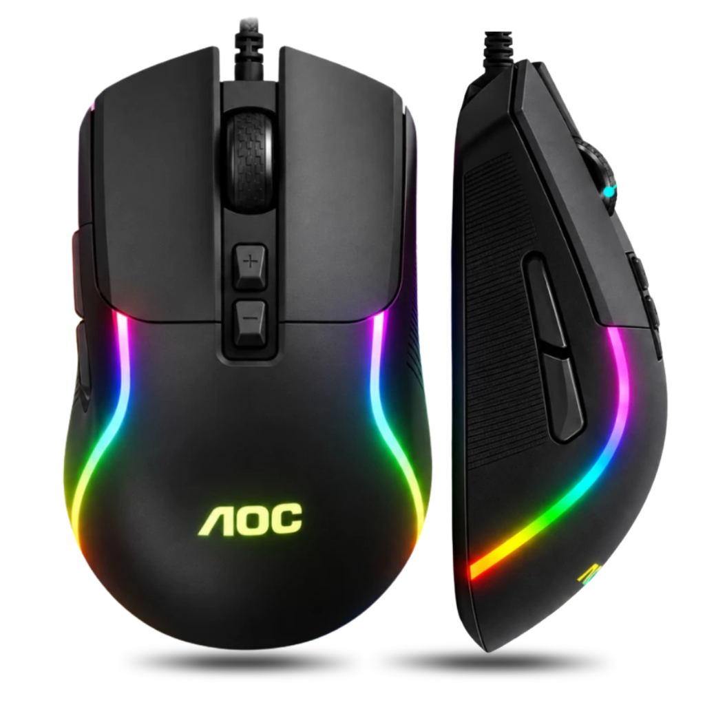 MOUSE GAMER PARA JOGOS COM FIO AOC GM170B RGB 7 MODOS DE CORES CSGO VALORANT LOL ROBLOX MINECRAFT