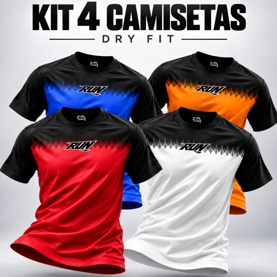 Kit 4 Camisetas Dry Fit Masculina Academia Treino Musculação Corrida Secagem Rápida