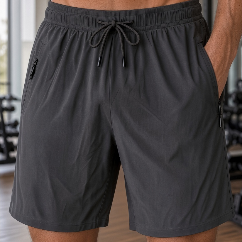 Short Masculino Bermuda 2 em 1 Poliamida Dryfit Compressão Bolso Zíper Elastano Academia Fitness