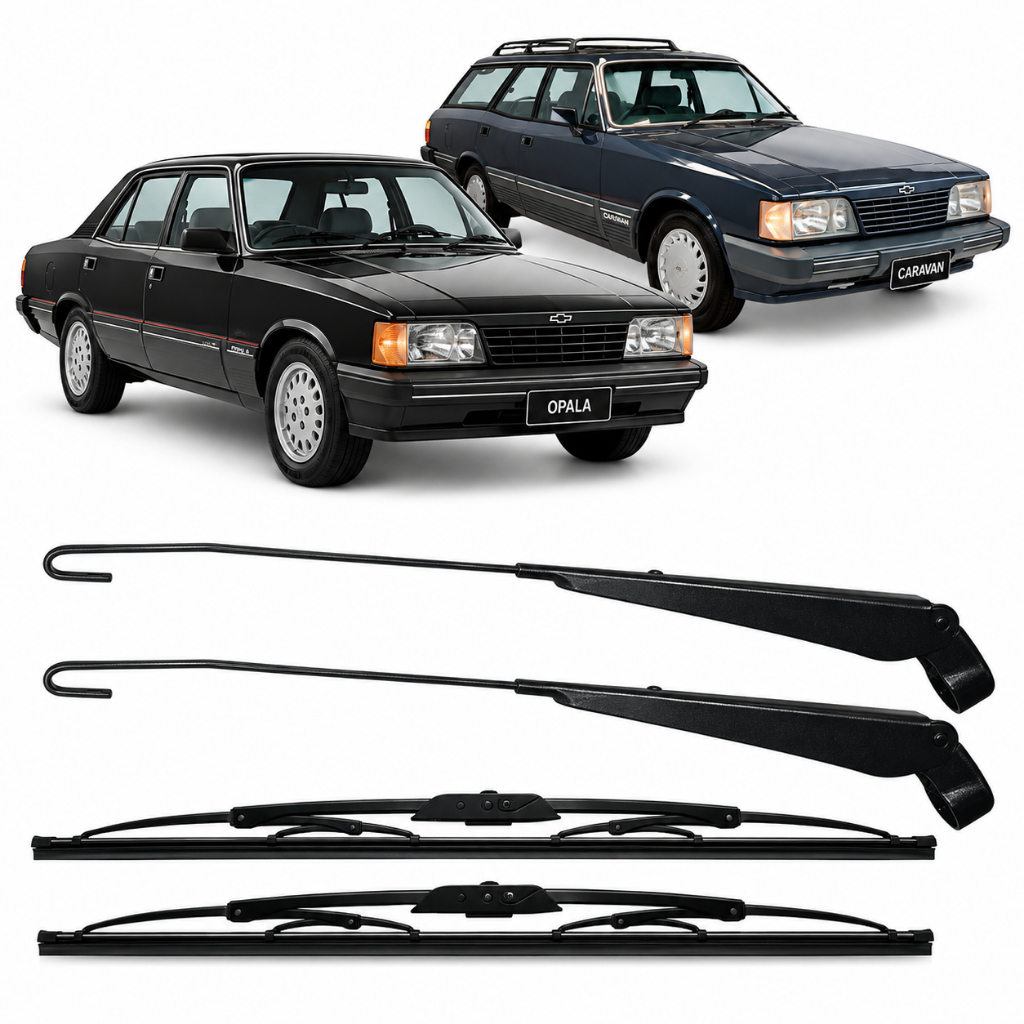 Par Braço Limpador e Palheta Opala Caravan 1989 90 91 1992