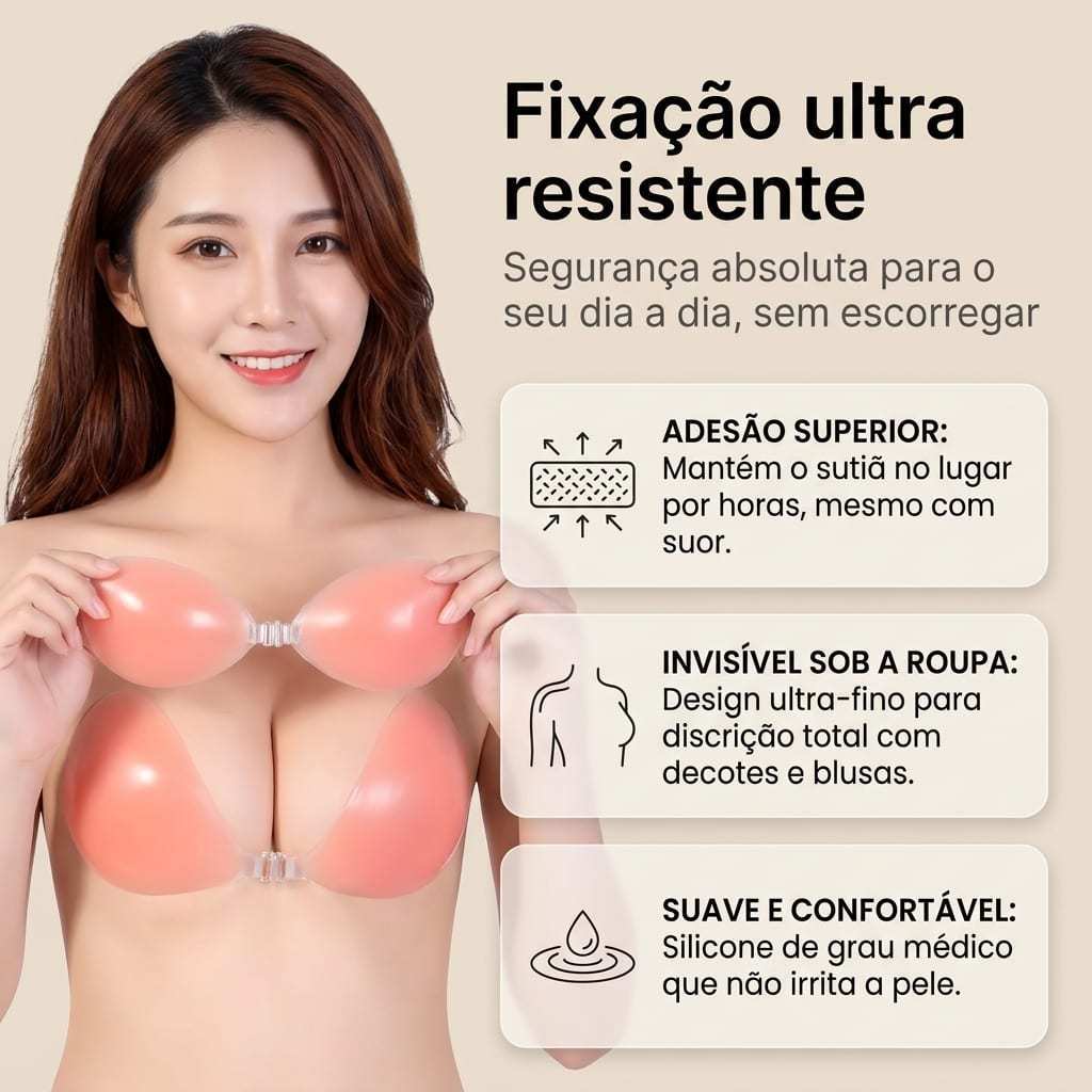 Z&D Lingerie Sutiã Adesivo De Silicone Sem Alças E Sem Costas Com Fecho Frontal Nude · foto 2