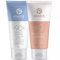 Kit Protetor Solar Anasol Clareia & Uniformiza: Facial Clareador FPS 90 + Base Multifunção FPS 75