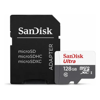 Cartão de Memória MicroSD Sandisk Ultra Original 128GB com Adaptador Alta Velocidade NFE Classe 10 Tf Cameras Celular