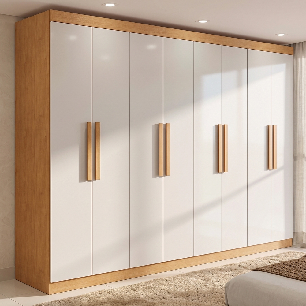 Guarda-roupa Casal Easy Slim 8 Portas Amendoa Clean/Off White