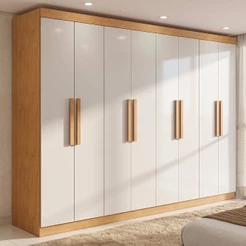 Guarda-roupa Casal Easy Slim 8 Portas Amendoa Clean/Off White