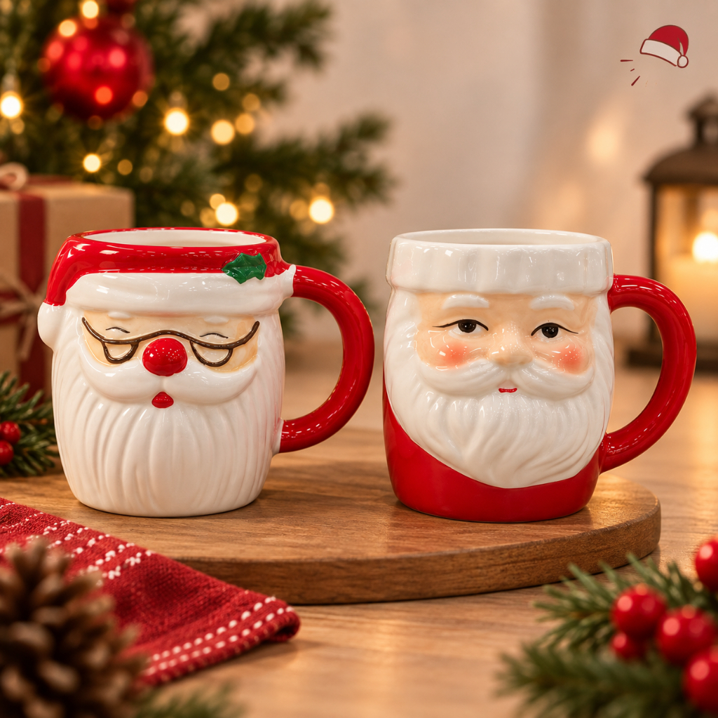 Caneca de Natal porcelana papai noel 330 ml.