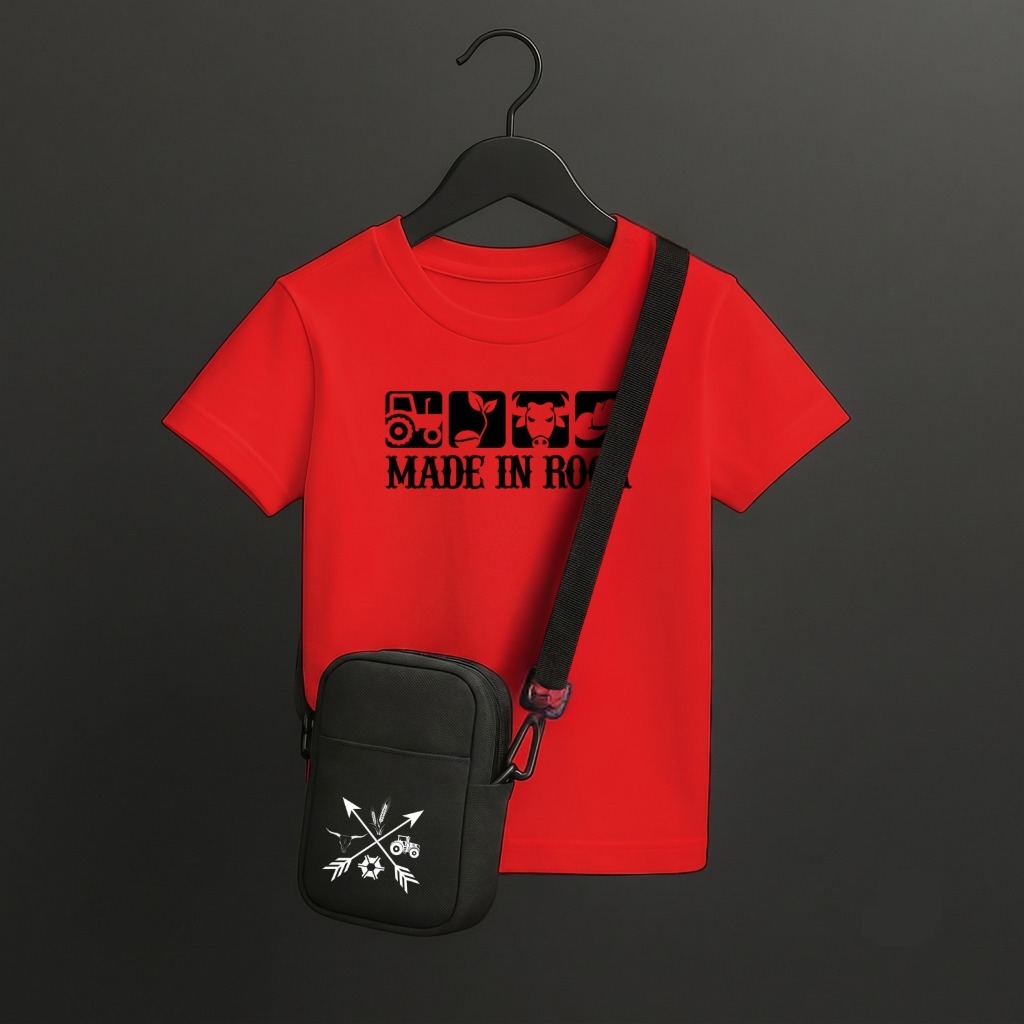 Kit Camiseta E Bolsa Made In Roça Estampa Country Conjunto Masculino Feminino Moda Casual Estilo Rural