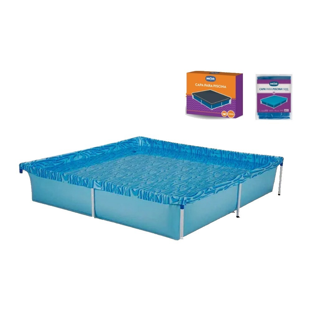 Piscina Infantil Quadrada + Capa + Forro 1500 Litros - Mor