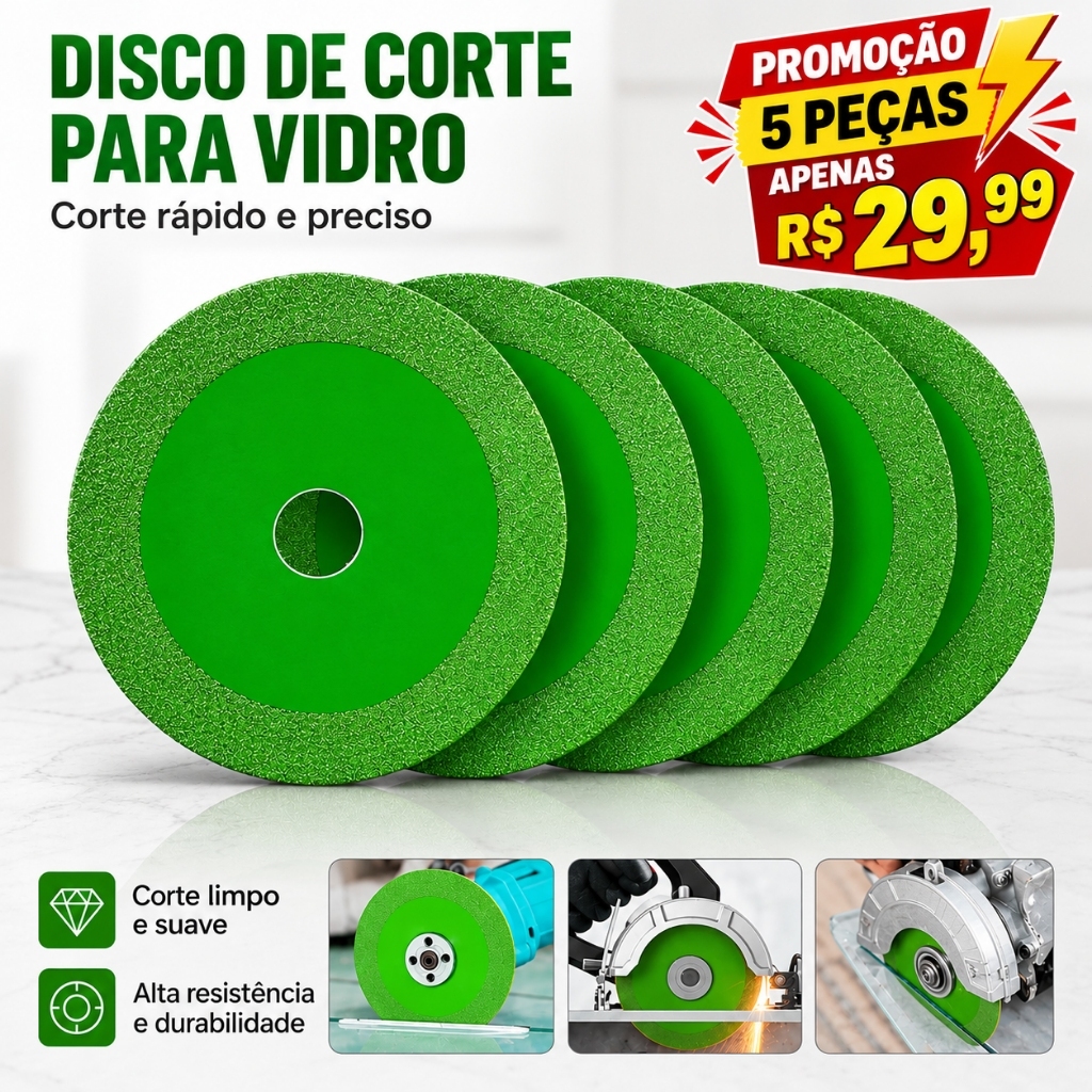 Disco de Corte para Vidro Espelho Cerâmica Porcelanato Corte Afiado Fenda Fina para Esmerilhadeira Casa Reforma
