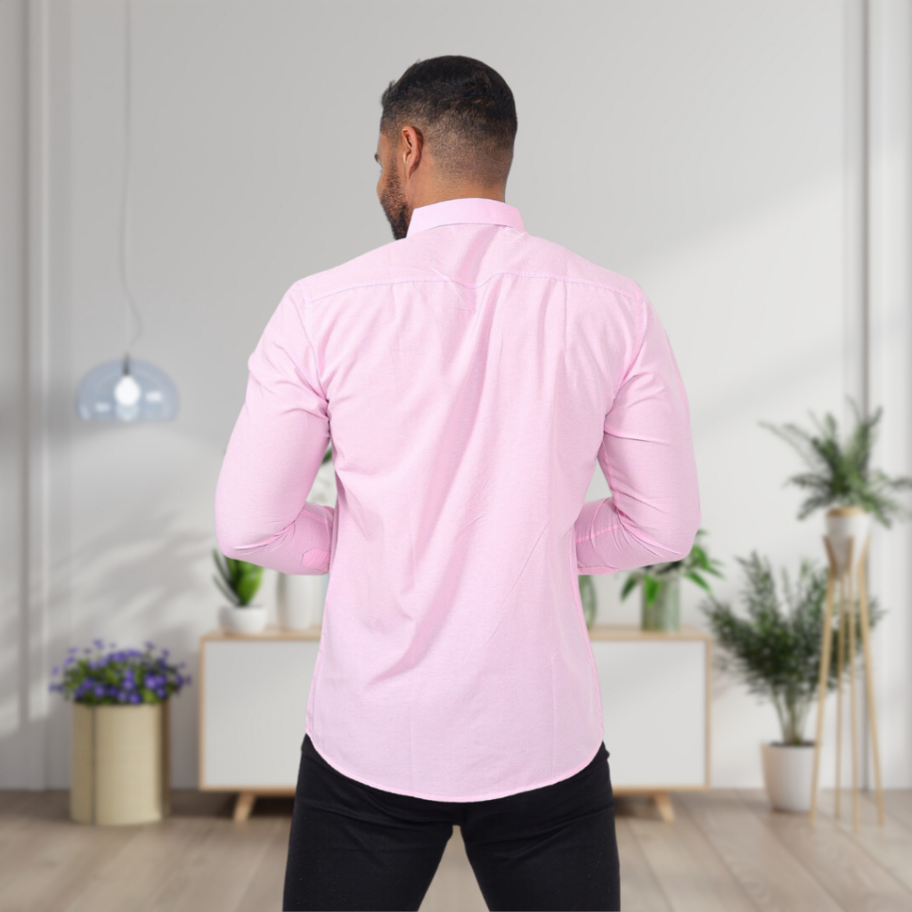 Camisa masculina social slim manga longa lisa luxo sem bolso algodão oferta não amassa e não desbota — imagem 2 de 2